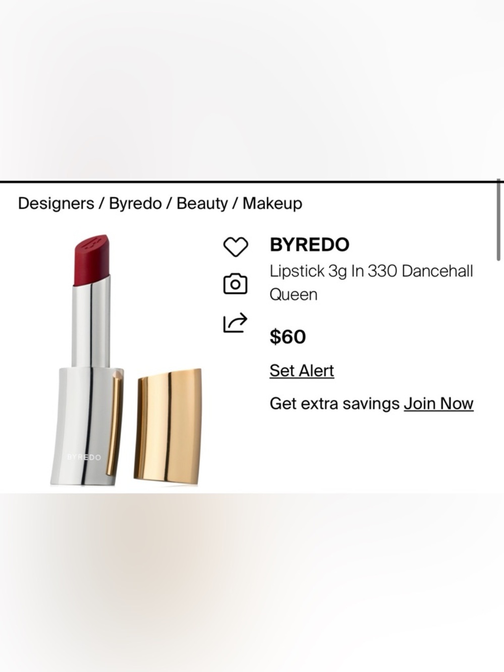 BYREDO DANCEHALL QUEEN 330 LIPSTICK 3G BRAND NEW
